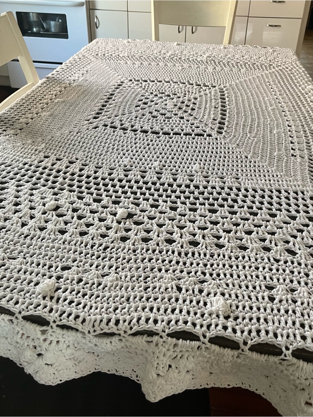 Handmade Crochet Tablecloth in Cream